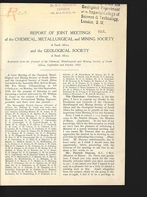 Report of Joint Meetings of the Chemical, Metallurgical and Mining Society of South Africa and th...