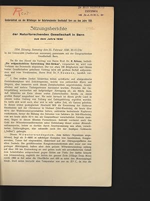 Sitzungsberichte der Naturforschenden Gesellschaft in Bern aus dem Jahre 1930. Sonderabdruck aus ...