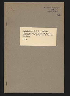 Observations on prehnite and its occurrence in Kangasniemi Parish, Finland.