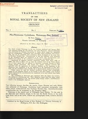 Plio-Pleistocene Cyclothems, Wairarapa, New Zealand. Transactions of the Royal Society of New Zea...