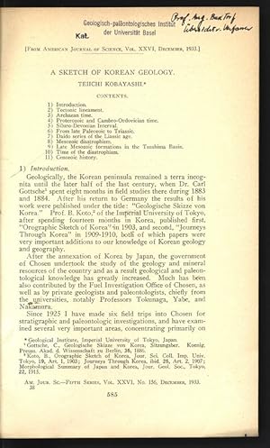 A Sketch of Korean Geology. From American Journal of Science Vol. XXVI, December 1933.