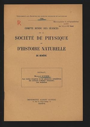 Les roches eruptives et les gisements metalliteres des environs d'Esbiye (Anatolie). Les Andesites.