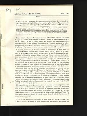 Permanence des mouvements épéirogénétiques dans la boucle du Niger, République du Mali. Influence...