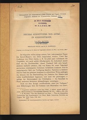 NEUERE SYENITTYPEN VON DITRÖ IN SIEBENBÜRGEN. Mathematische und Naturwissenschaftliche Berichte a...