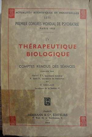 Therapeutique biologique. (= Actualites scientifiques et industrielle. 1171. Premier congres mond...