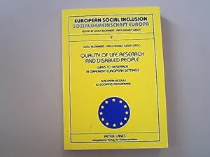 Quality of Life Research and Disabled People- Ways to Research in Different European Settings- Fo...