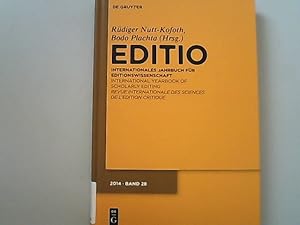 Editio : Internationales Jahrbuch für Editionswissenschaft / international yearbook of scholarly ...