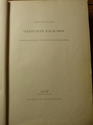 Sämtliche Werke, vierter Band. Große Stuttgarter Ausgabe. Gedichte nach 1800. Zweite Hälfte. Lesa...