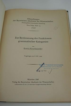 Zur Bestimmung der Funktiuonen grammatischer Kategorien.