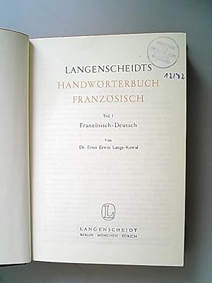 Langenscheidts Handwörterbuch Französisch. Teil I Französisch-Deutsch