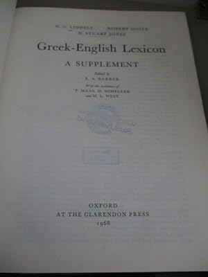 Greek-English Lexicon. A Supplement. Edited by E. A. Barber.