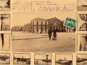 Carte Postale Ancienne - "Bristol-Souvenir" - La Gare d'Orléans à Saint-Nazaire + 11 Vues. 1900.