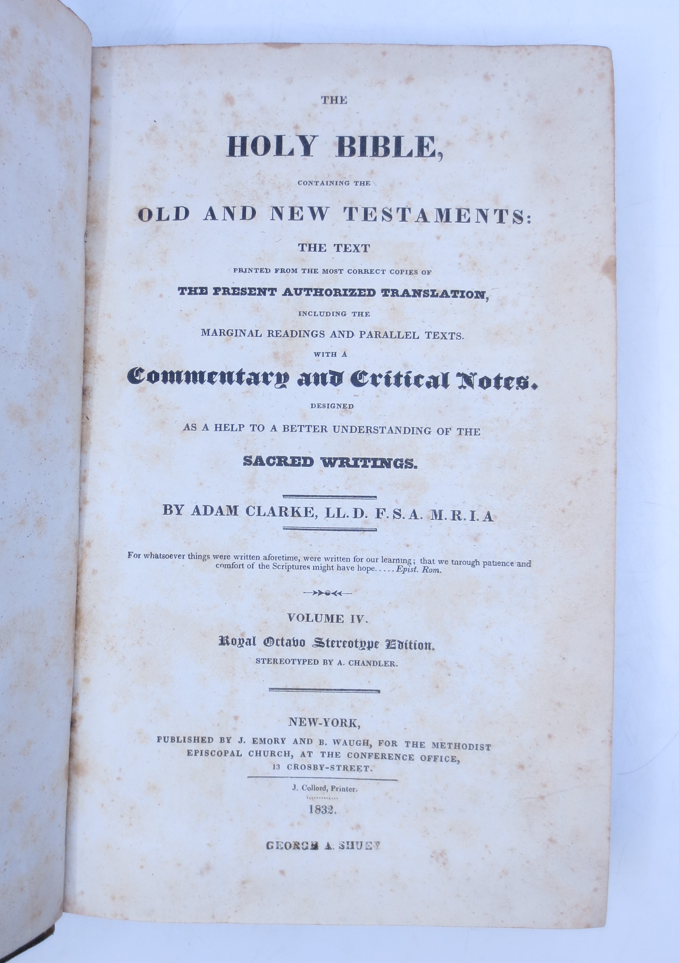 The Holy Bible, containing the Old and New Testaments, the text carefully printed from the most correct copies of the present authorized translation, including the marginal readings and parallel texts: with a commentary and critical notes.by Adam.