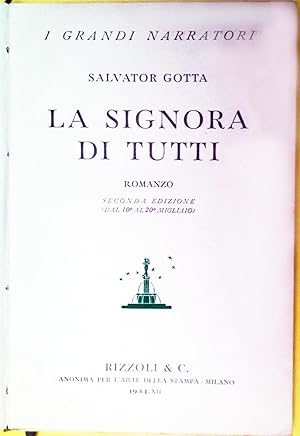 La signora di tutti. Romanzo. Seconda edizione (dal 10° al 20° migliaio)