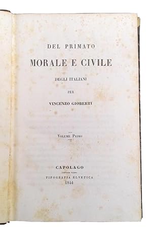 Del primato morale e civile degli italiani per Vincenzo Gioberti.