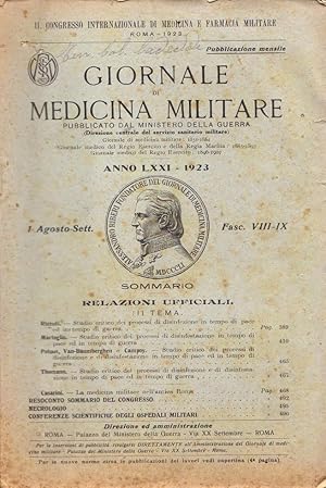 Giornale di medicina militare, Agosto-Settembre 1923