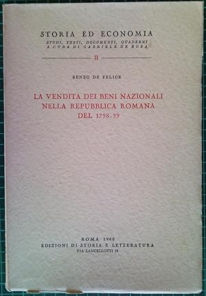 La vendita dei beni nazionali nella Repubblica Romana del 1798-99.