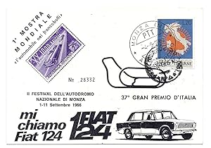 1° Mostra mondiale "l'automobile dei francobolli". II Festival dell'autodromo di Monza (1-11 sett...