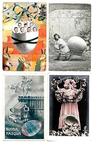 Set di 4 cartoline augurali di illustratori (Buona Pasqua) - Bambini.