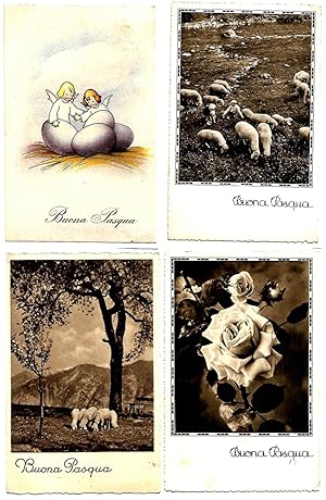 Set di 8 cartoline augurali (Buona Pasqua) - Paesaggi e immagini religiose.