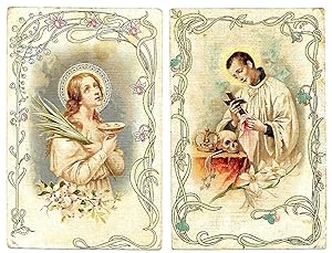 Set di 13 cartoline illustrate con immagini religiose.