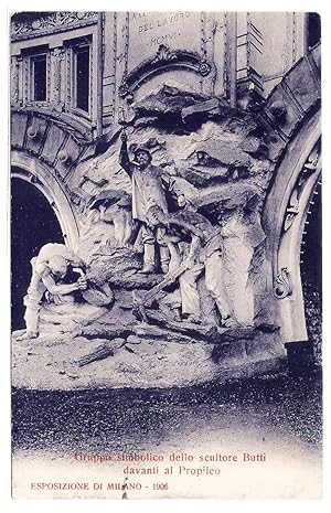 Esposizione di Milano - 1906 - Gruppo simbolico dello scultore Butti davanti al Propileo.