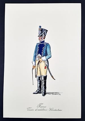 Conducteur d'artillerie, 1813 - Uniformi francesi - Tempera di Tino Vescovo - 1974.