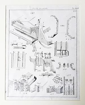 Stampa calcografica raffigurante elementi progettuali di opere di ingegneria - 1761.