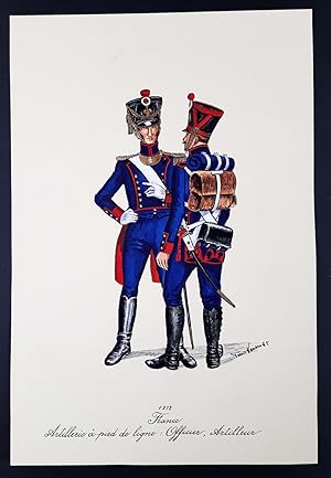 Officier, Artilleur - 1812 - Uniformi francesi - Tempera di Tino Vescovo - 1975.