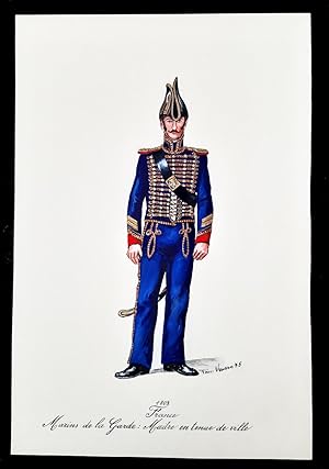 Maitre en tenue de ville, 1803 - Uniformi francesi - Tempera di Tino Vescovo - 1975.