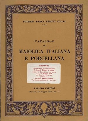 CATALOGO DI MAIOLICA ITALIANA E PORCELLANA