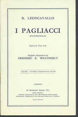 I PAGLIACCI (PUNCHINELLO) OPERA IN TWO ACTS