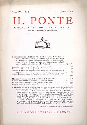 IL PONTE - FEBBRAIO 1961 RIVISTA MENSILE DI POLITICA E LETTERATURA