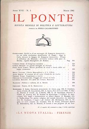 IL PONTE - MARZO 1961 RIVISTA MENSILE DI POLITICA E LETTERATURA