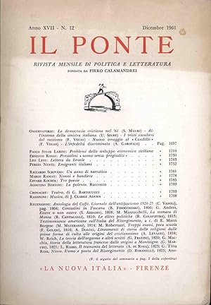 IL PONTE - DICEMBRE 1961 RIVISTA MENSILE DI POLITICA E LETTERATURA