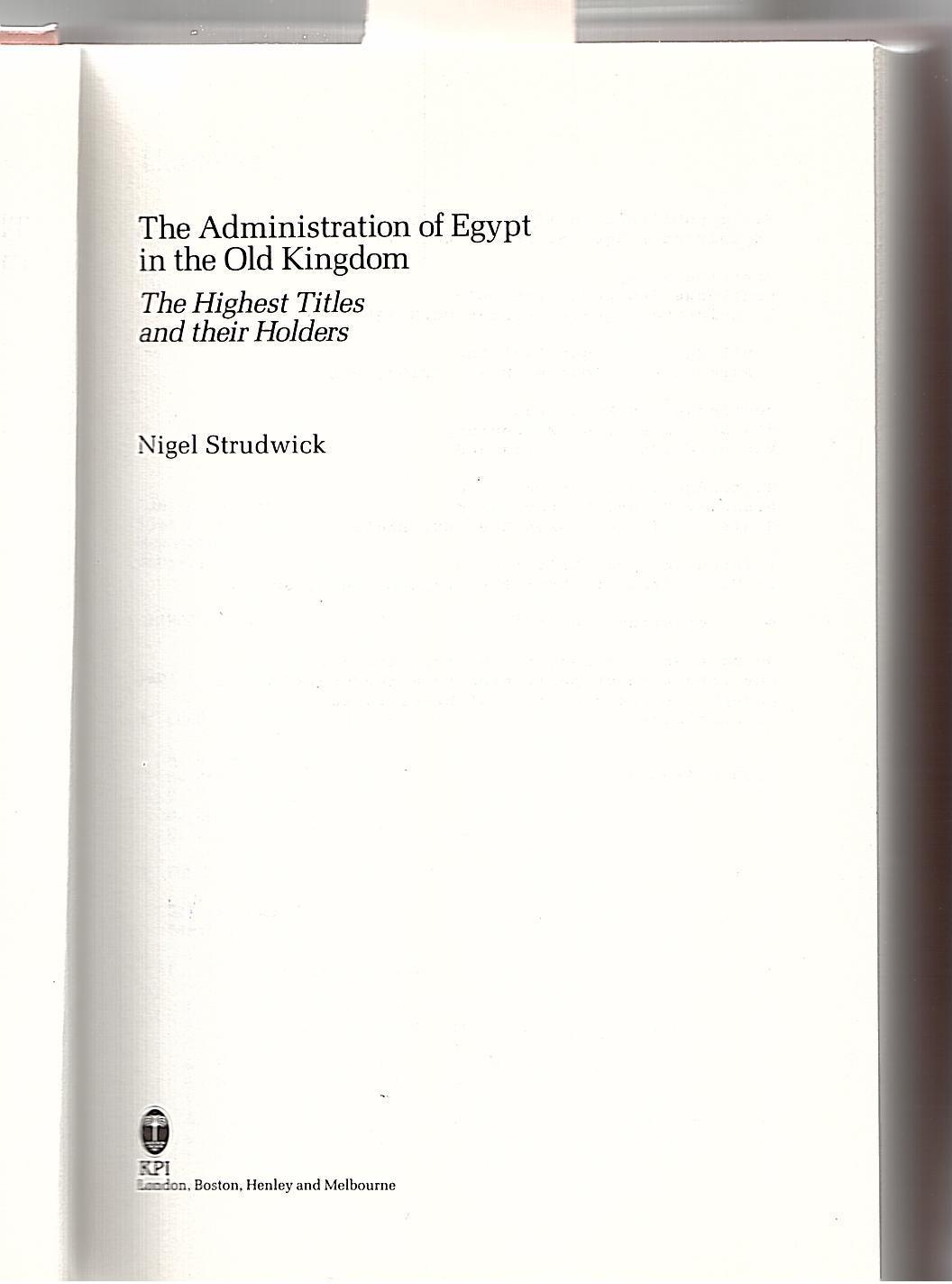 Admin Of Egypt In Old Kingdom