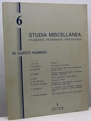 Studia Miscellanea. Filosofia, Pedagogia, Psicologia, n. 6, 1985