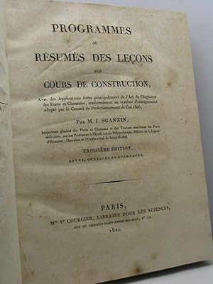 Programmes ou résumés des leçons d'un cours de construction, avec des application tirées principa...