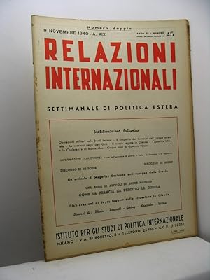 Relazioni internazionali. Settimanale di politica estera, anno VI, n. 45, 9 novembre 1940