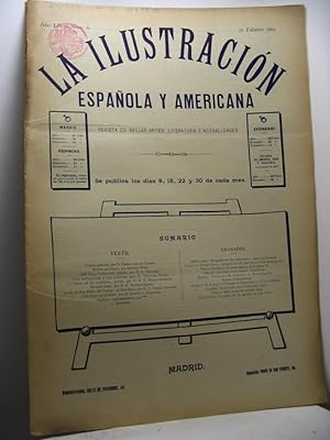 La Ilustracion Espanola y Americana. Revista de Bellas Arte, literatura y actualidades, año LIV, ...