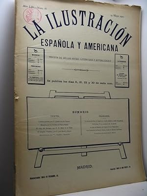 La Ilustracion Espanola y Americana. Revista de Bellas Arte, literatura y actualidades, año LIV, ...