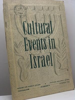 Cultural Events in Israel, n. 8, summer 1960