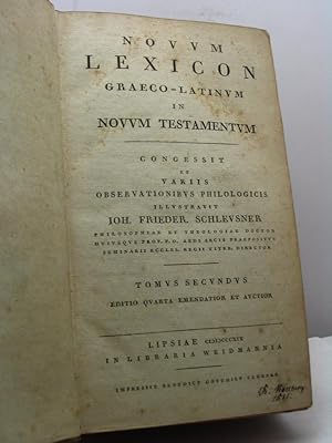 Novum lexicon graeco-latinum in Novum Testamentum. Concessit et variis observationibus philologic...