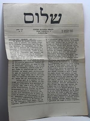 Shalom. Circolo Giovanile Ebraico, anno III, n. 8, 19 aprile 1947