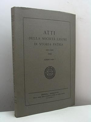 Atti della Società Ligure di Storia Patria, nuova serie VIII, (LXXXII), fasc. I, 1968