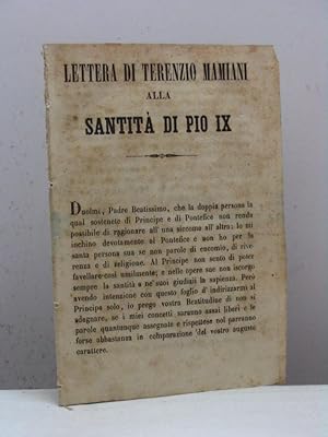 Lettera di Terenzio Mamiani alla Santità di Pio IX