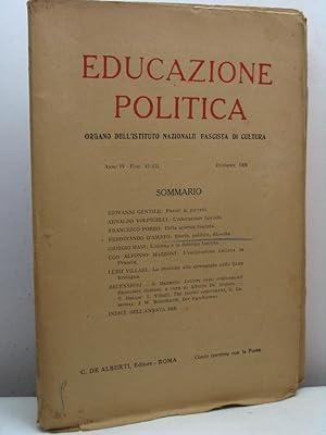 L'educazione politica. Rivista mensile di studi politici, anno IV, fasc. XI-XII, dicembre 1926