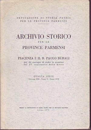 Archivio storico per le province parmensi - Piacenza e il B. Paolo Burali atti del convegno di st...