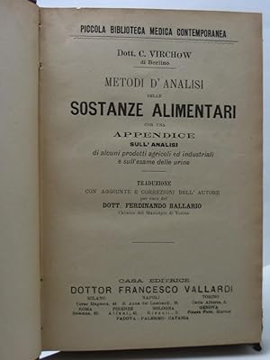 Metodi d'analisi delle sostanze alimentari con una appendice sull'analisi di alcuni prodotti agri...