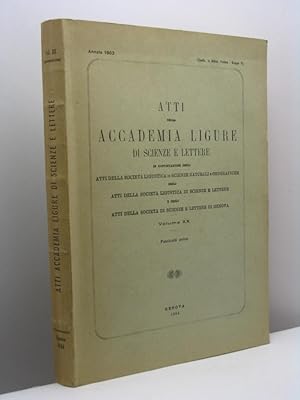 Atti della Accademia Ligure di Scienze e Lettere, volume XX, fascicolo unico, annata 1963